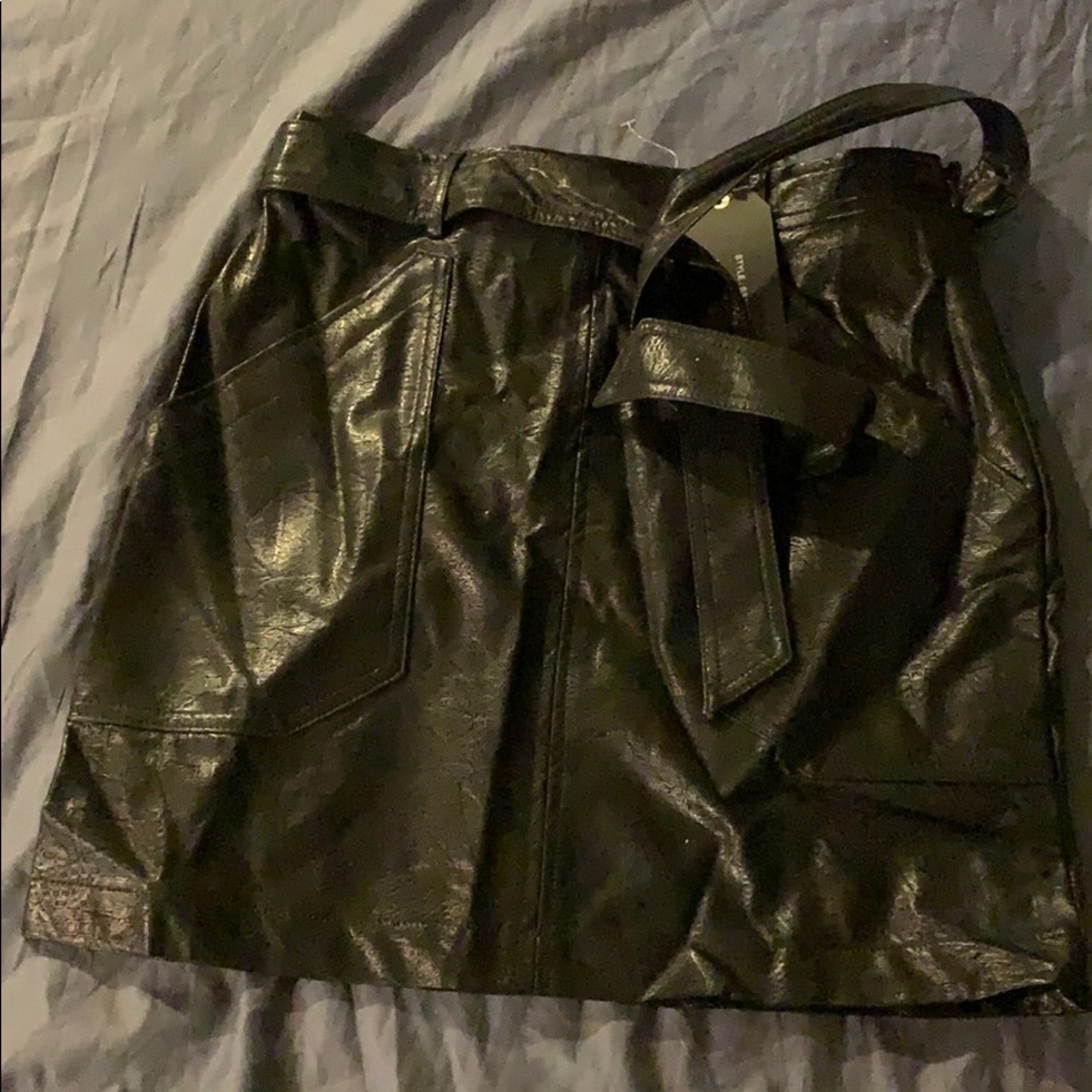 Leather mini skirt